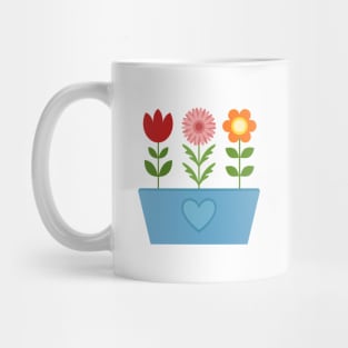 Scandinavian Style Flowers in a Blue Window Box Mug